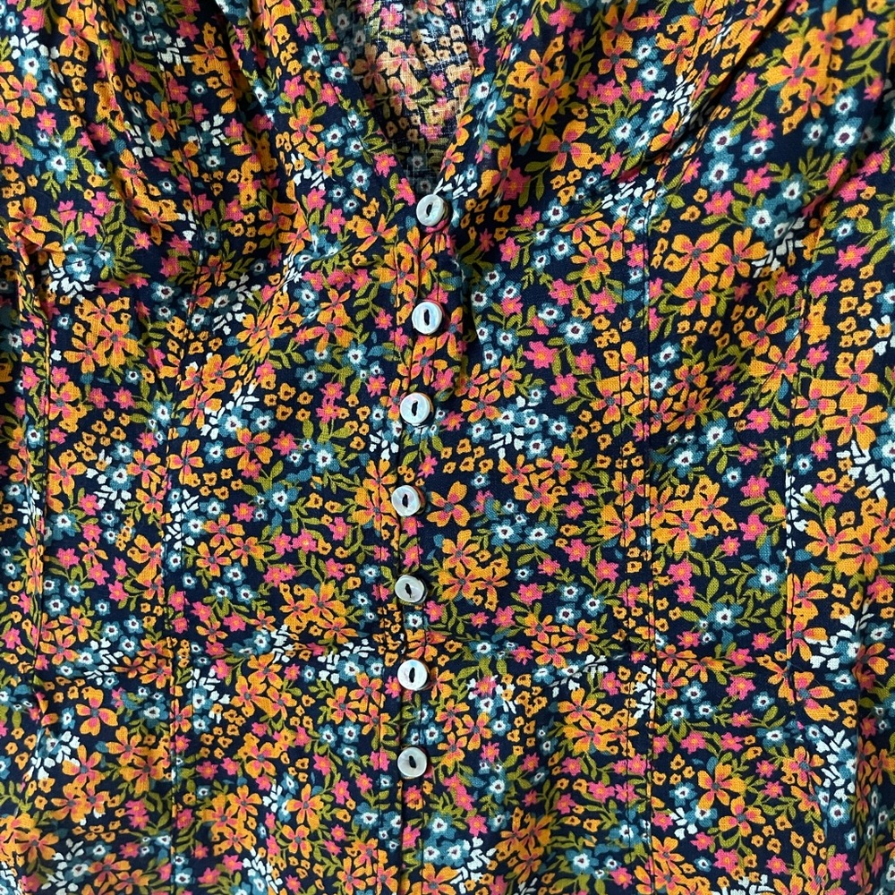 NWT Free People I Found You Womens Floral Button Front Blouse - Picture 7 of 11